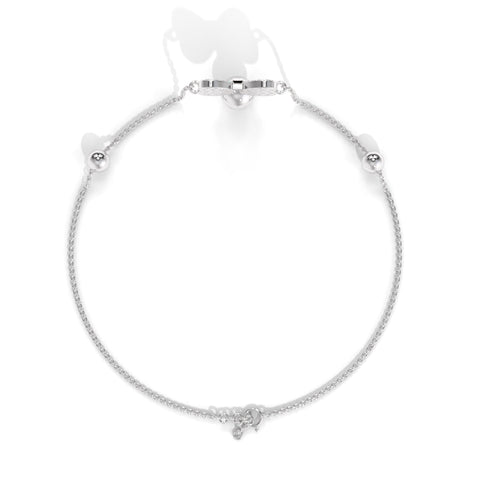 Unique Modern Studded Bow Tie silver Anklet With Pearl for women