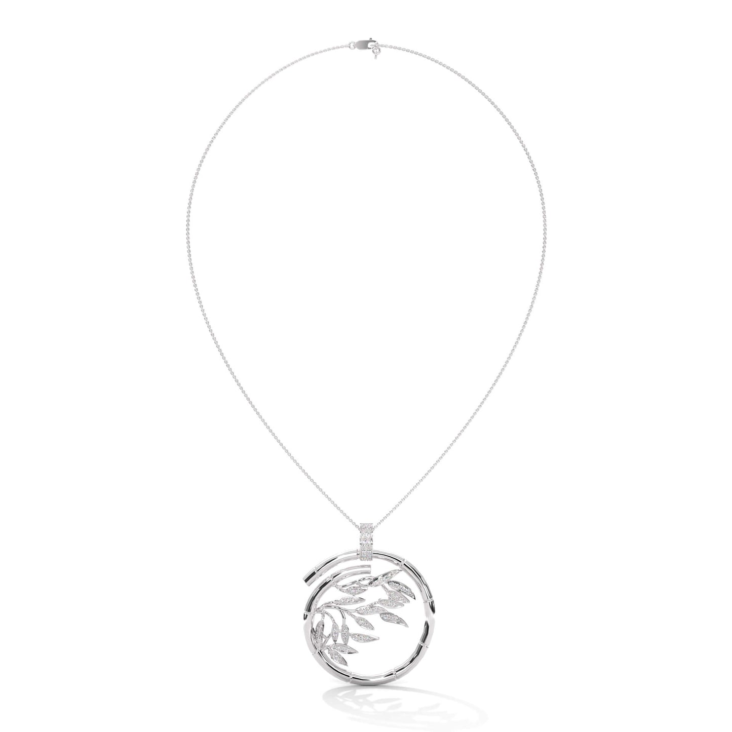 Silver Leaf Necklace - Circle pendant