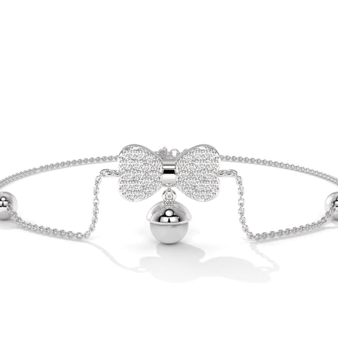 Unique Modern Studded Bow Tie silver Anklet With Pearl for women