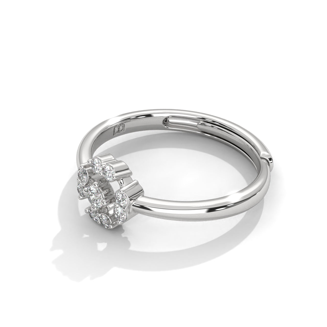 Nature-Inspired Silver Diamond Ring