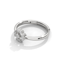 Nature-Inspired Silver Diamond Ring