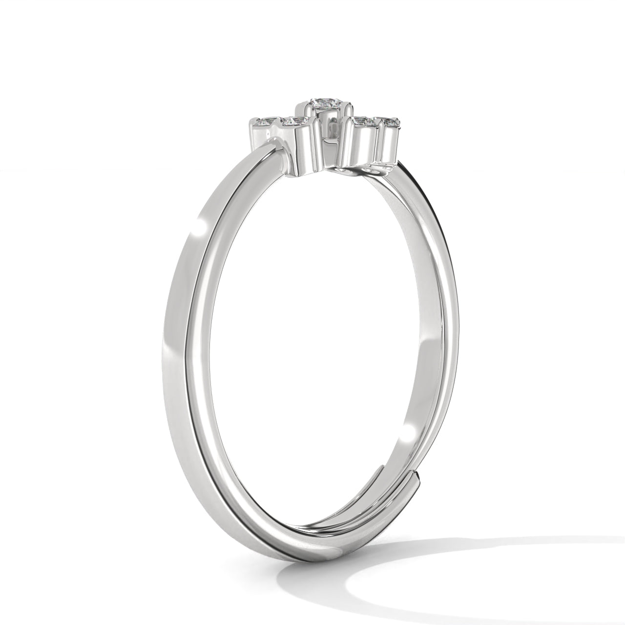 Nature-Inspired Silver Diamond Ring