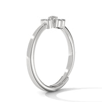 Nature-Inspired Silver Diamond Ring