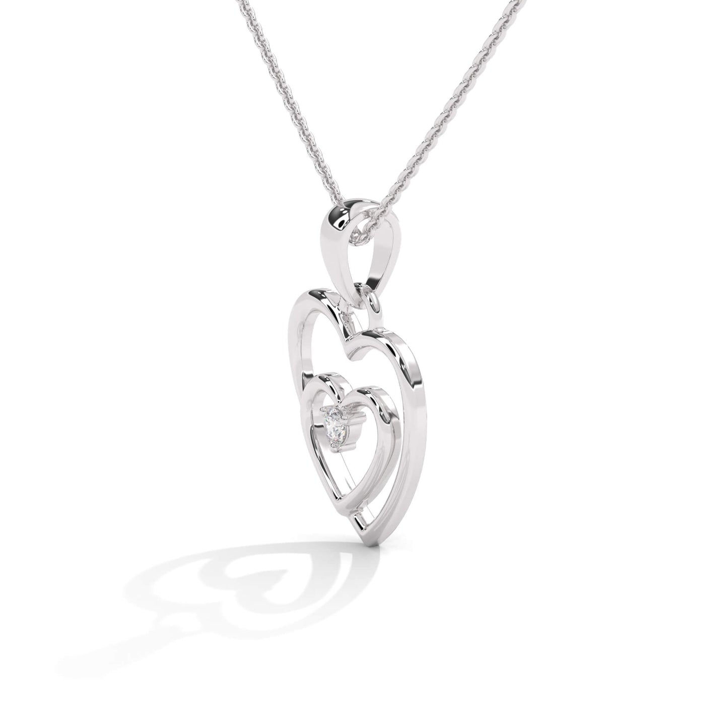 Sterling Silver Double Polished Heart Pendant