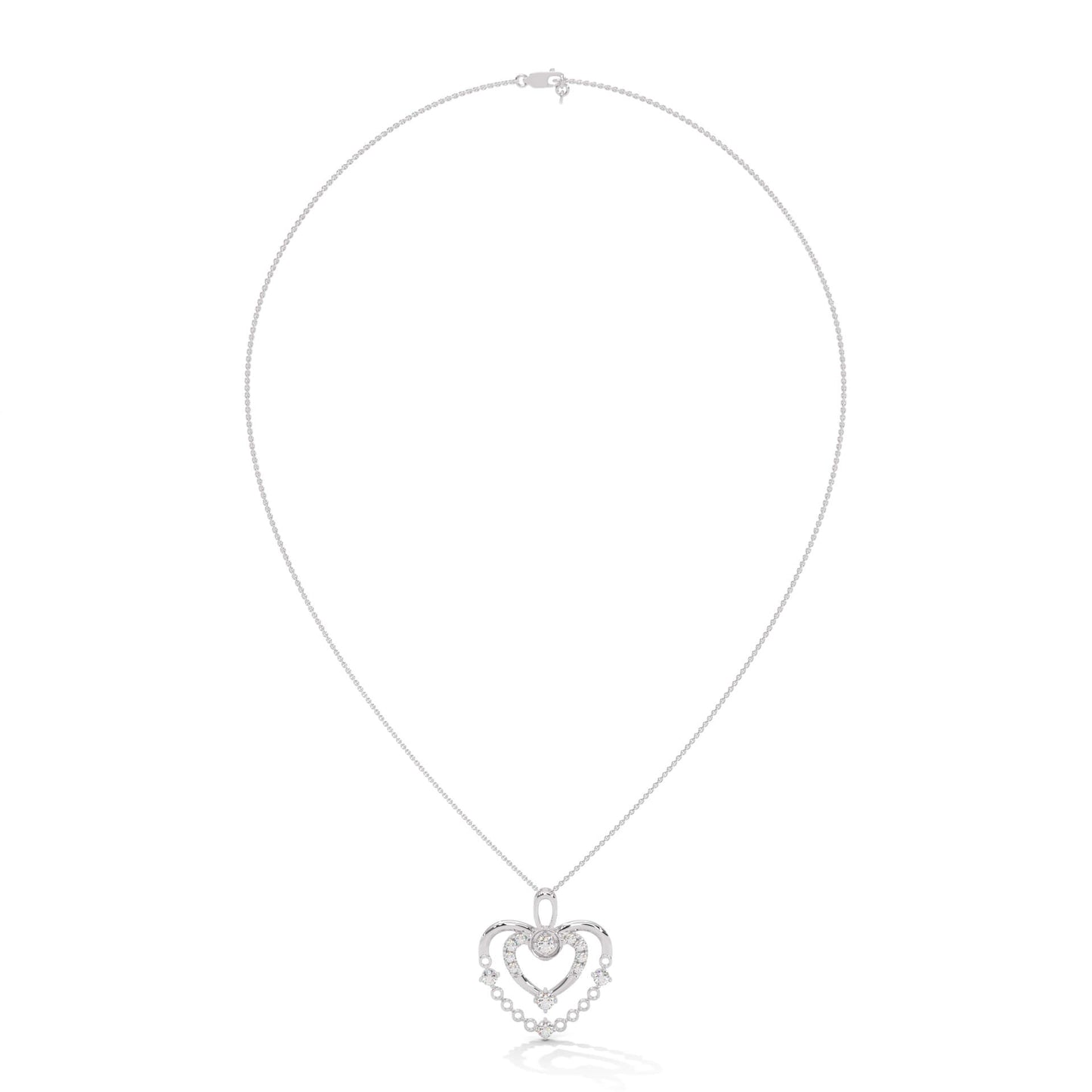 Silver Heart Diamond Pendant