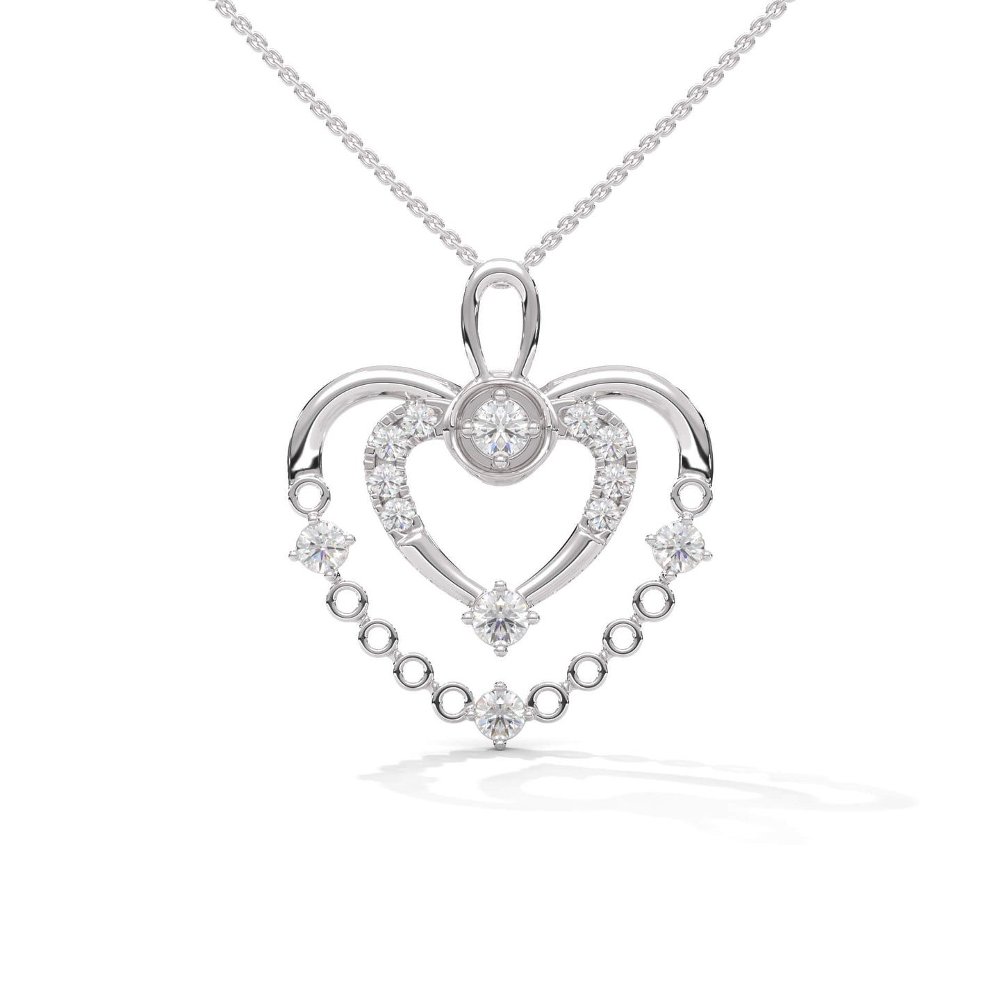 Silver Heart Diamond Pendant