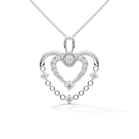 Silver Heart Diamond Pendant