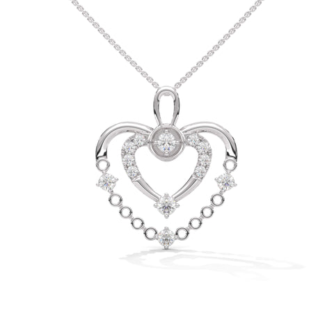 Silver Heart Diamond Pendant