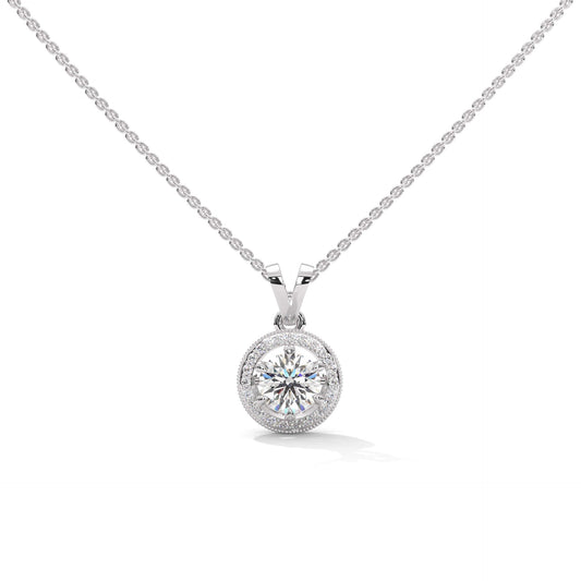 Crystal Circle Silver Necklace Pendant