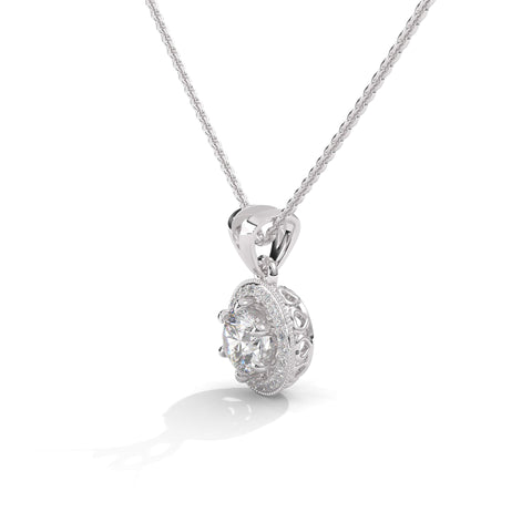 Crystal Circle Silver Necklace Pendant