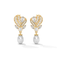 Pearl And Diamond Silver Earrings