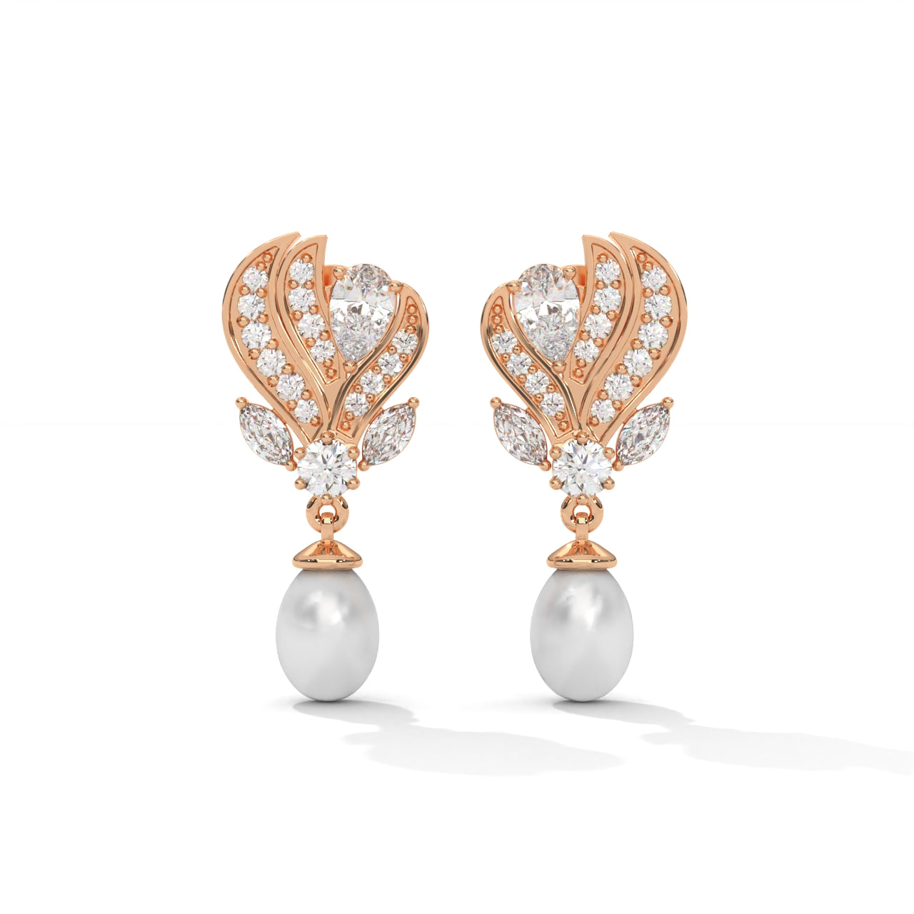 Pearl And Diamond Silver Earrings