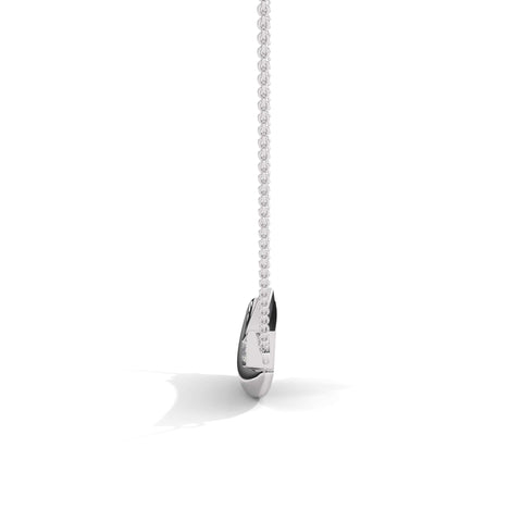 Sterling Silver Pave Curved Bar Crescent Necklace