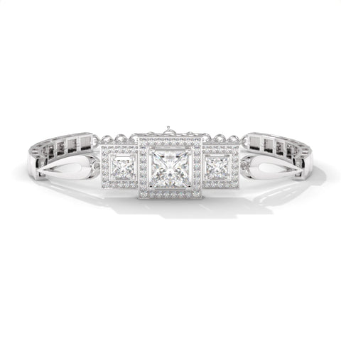 Princess cut dimond silver bracelet - A Royal Touch of Radiance