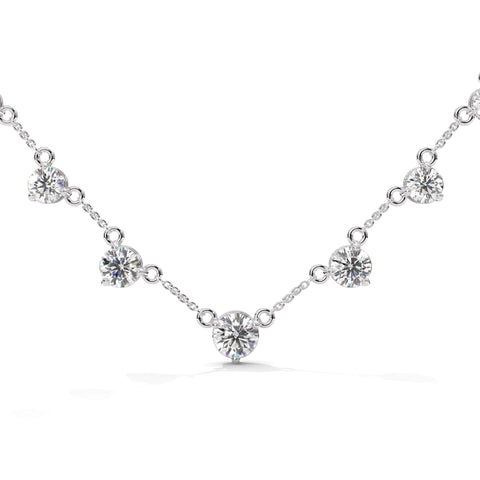 Silver Plated Cubic Zirconia Stud Pendant Chain