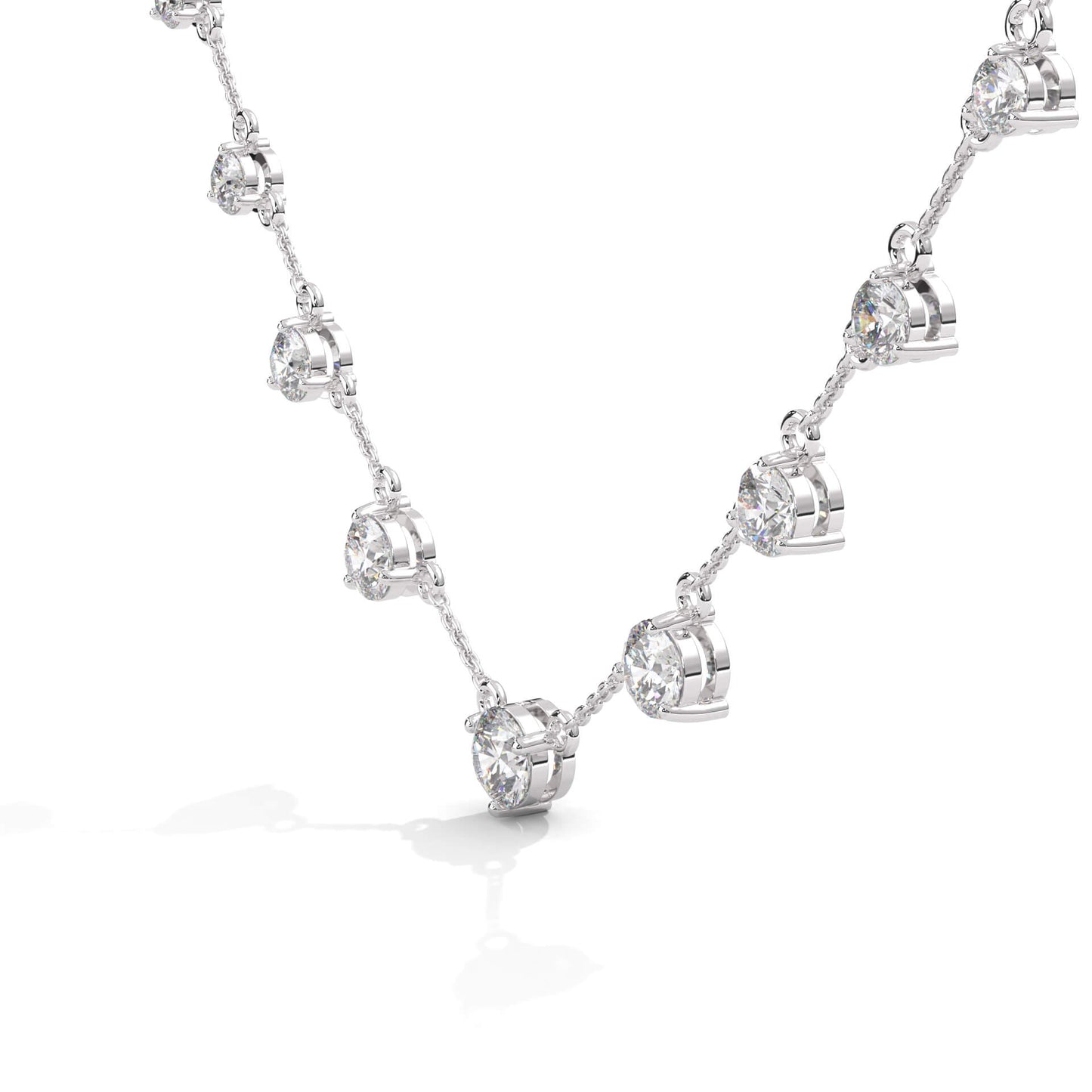 Silver Plated Cubic Zirconia Stud Pendant Chain