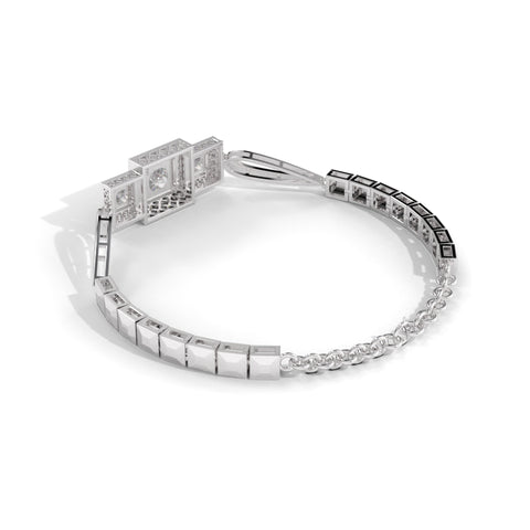 Princess cut dimond silver bracelet - A Royal Touch of Radiance