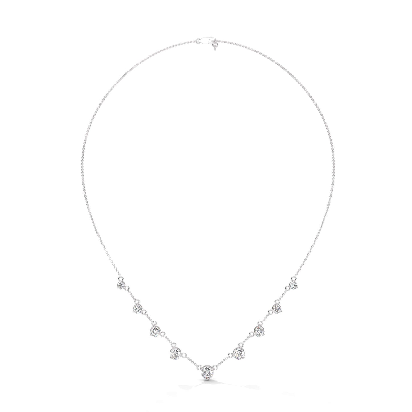 Silver Plated Cubic Zirconia Stud Pendant Chain