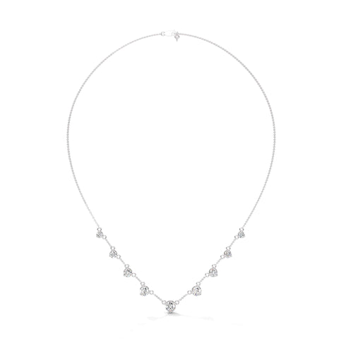 Silver Plated Cubic Zirconia Stud Pendant Chain