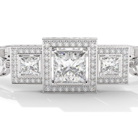 Princess cut dimond silver bracelet - A Royal Touch of Radiance