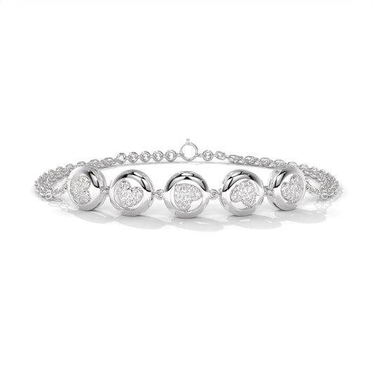 Crunchy Fashion Stylish Crystals Silver Bracelet for Women