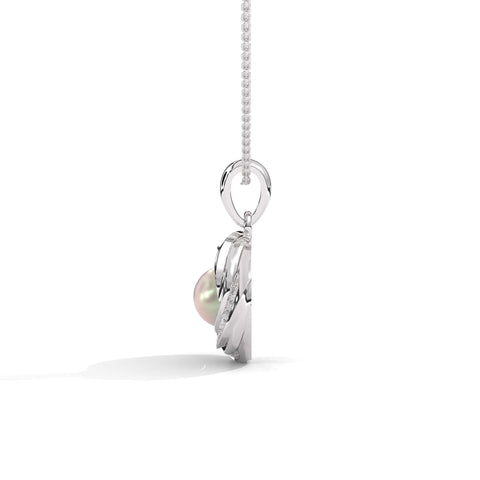 Pearl & Silver Diamond Accent Twist Pendant Necklace