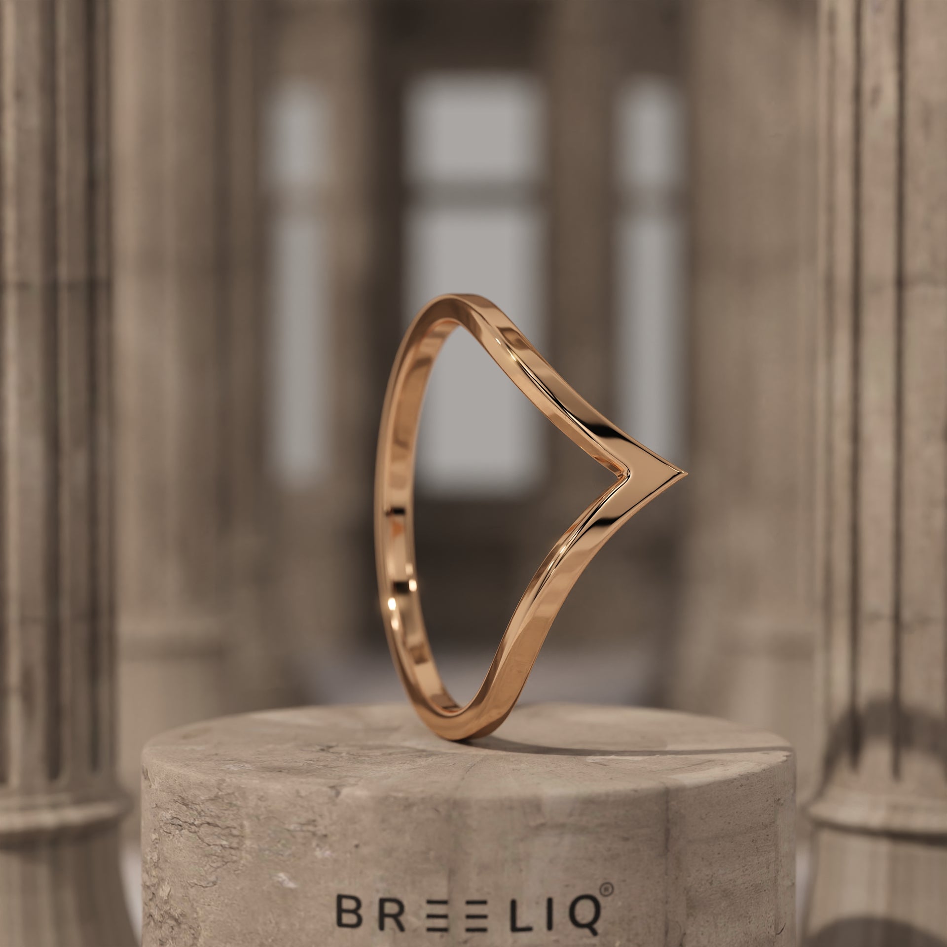 14k Solid Gold Curved V Shaped Wedding Band