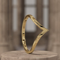 14k Solid Gold Curved V Shaped Wedding Band