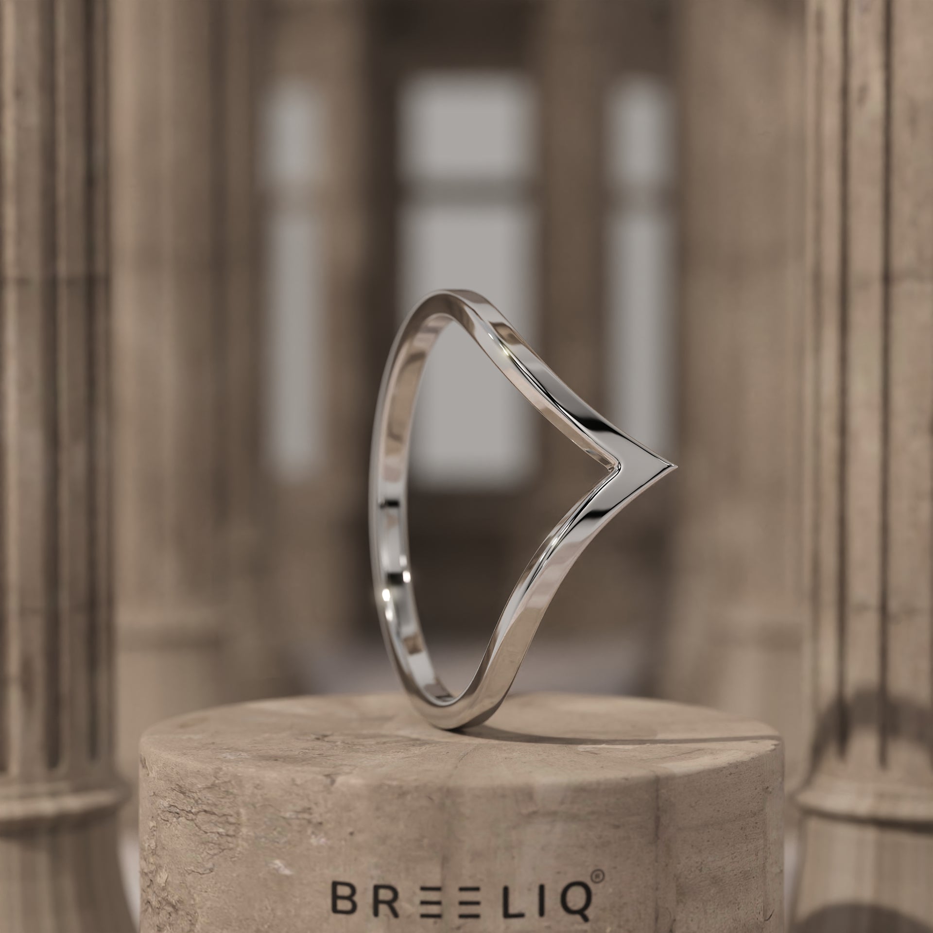 14k Solid Gold Curved V Shaped Wedding Band