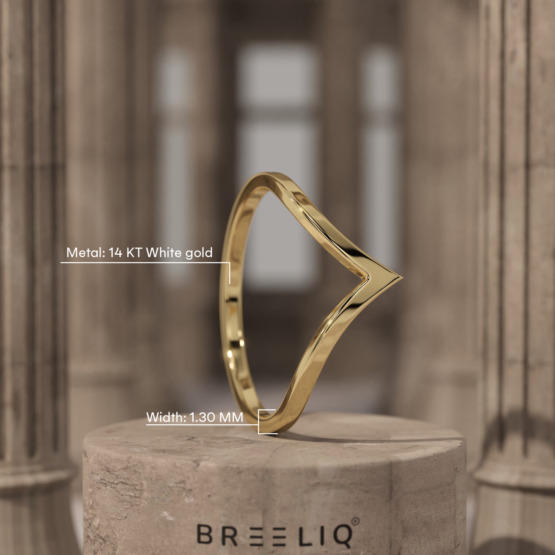 14k Solid Gold Curved V Shaped Wedding Band