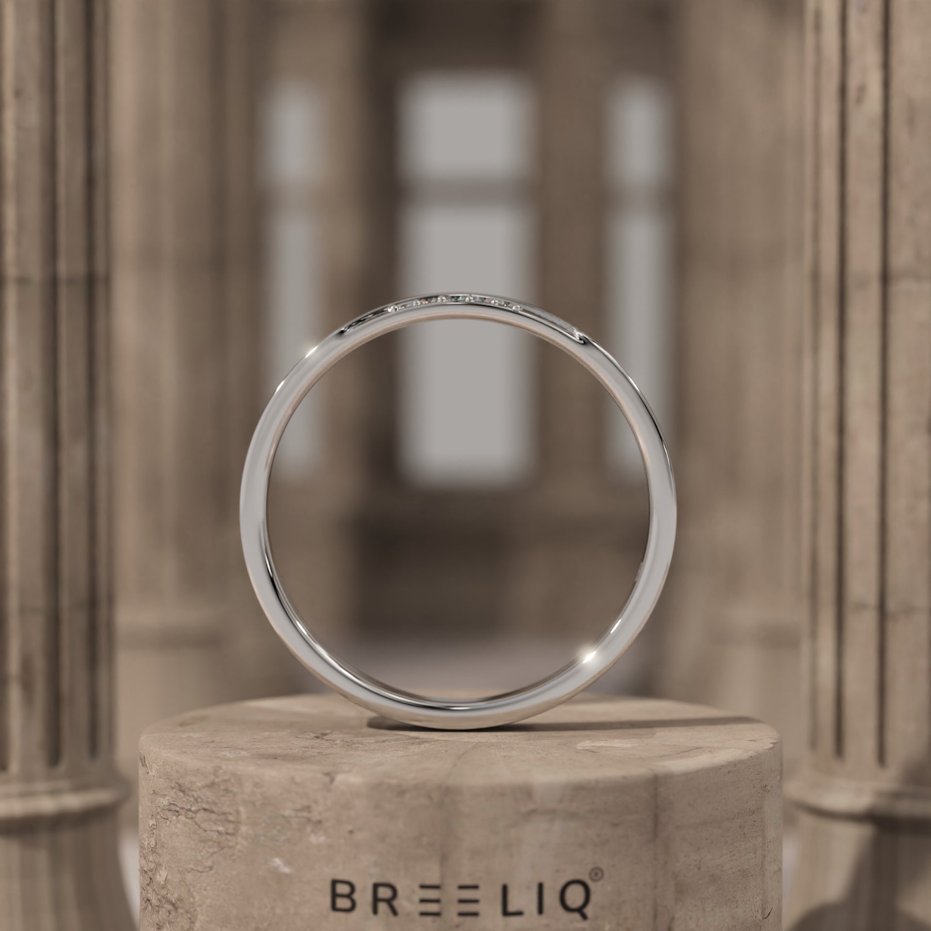 Pave Diamond Wedding Band, Solid Gold Wavy Ring