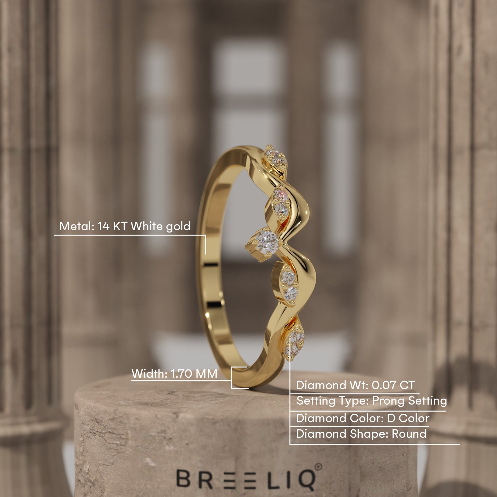 Olive Branch Diamond Curved Wedding Band