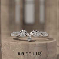 Olive Branch Diamond Curved Wedding Band