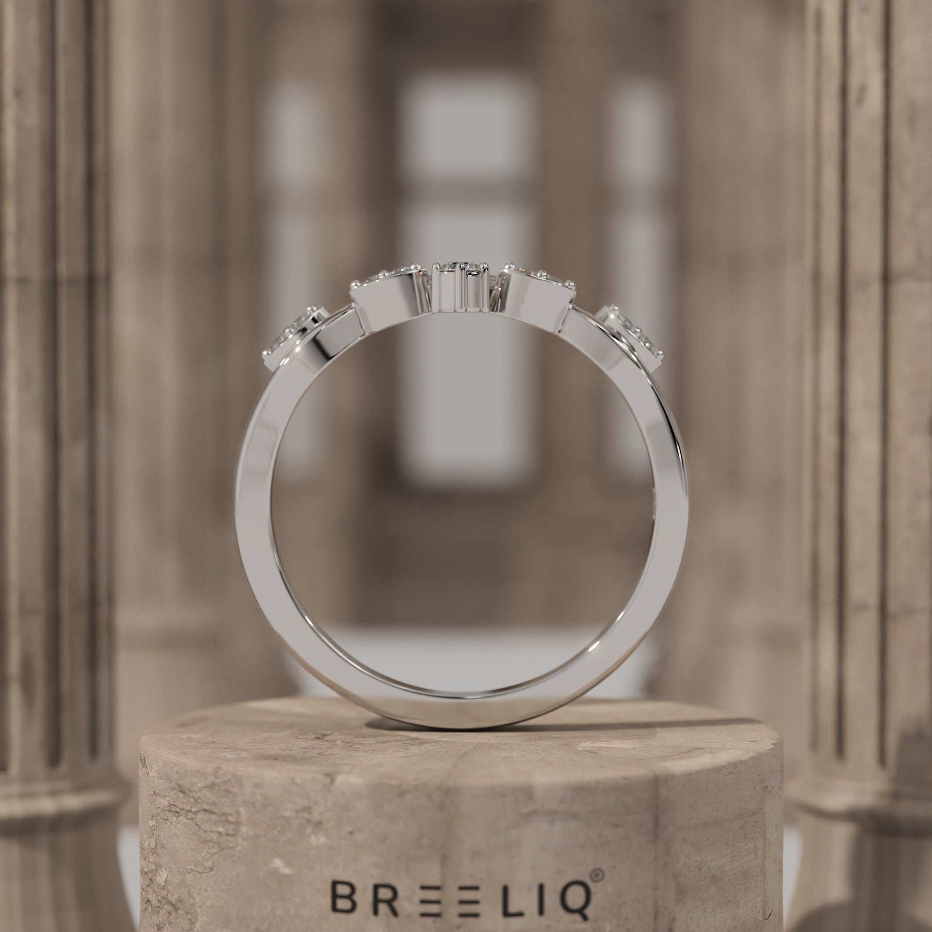 Olive Branch Diamond Curved Wedding Band
