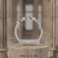 Olive Branch Diamond Curved Wedding Band