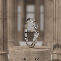 Olive Branch Diamond Curved Wedding Band