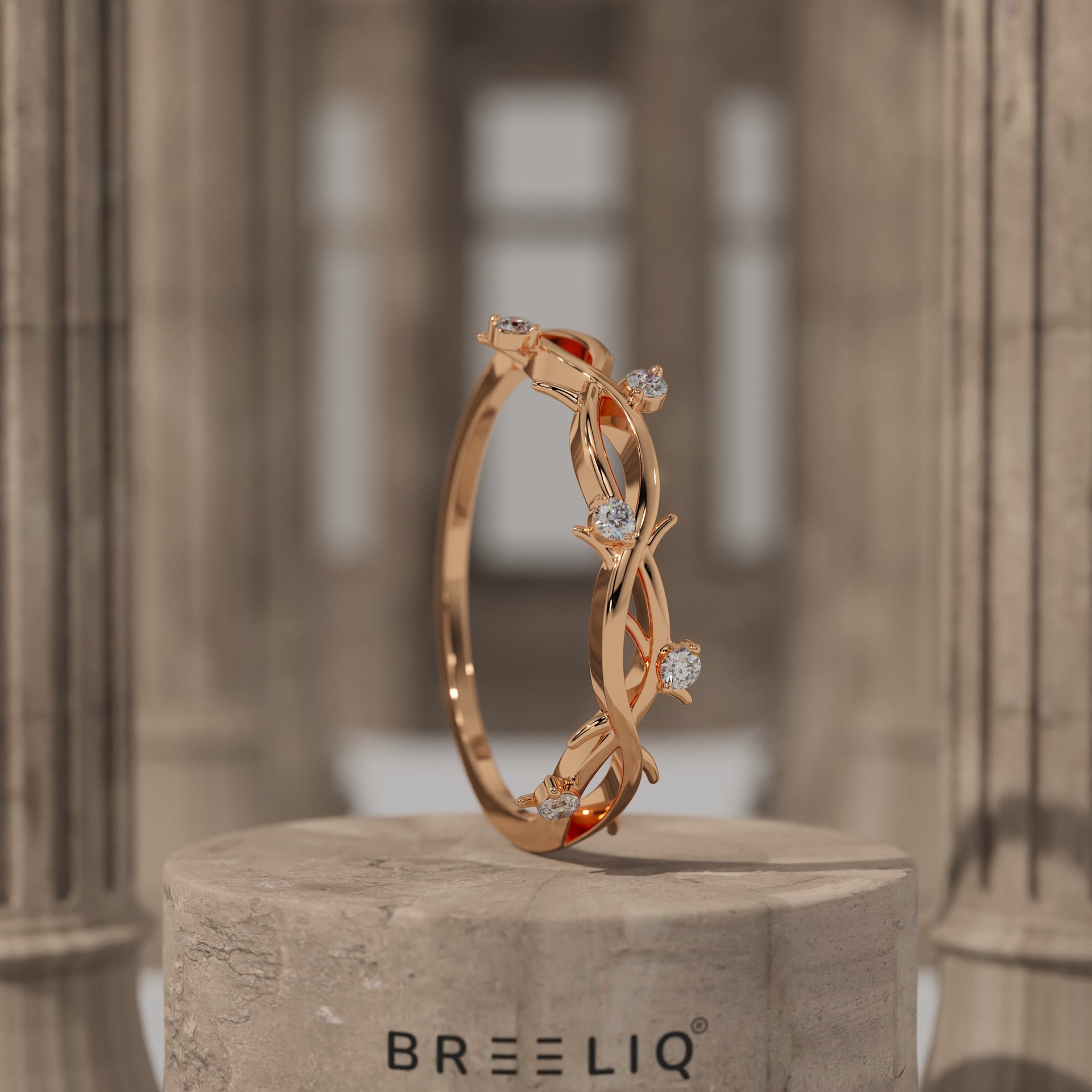 14k Gold Nature Inspired Diamond Ring