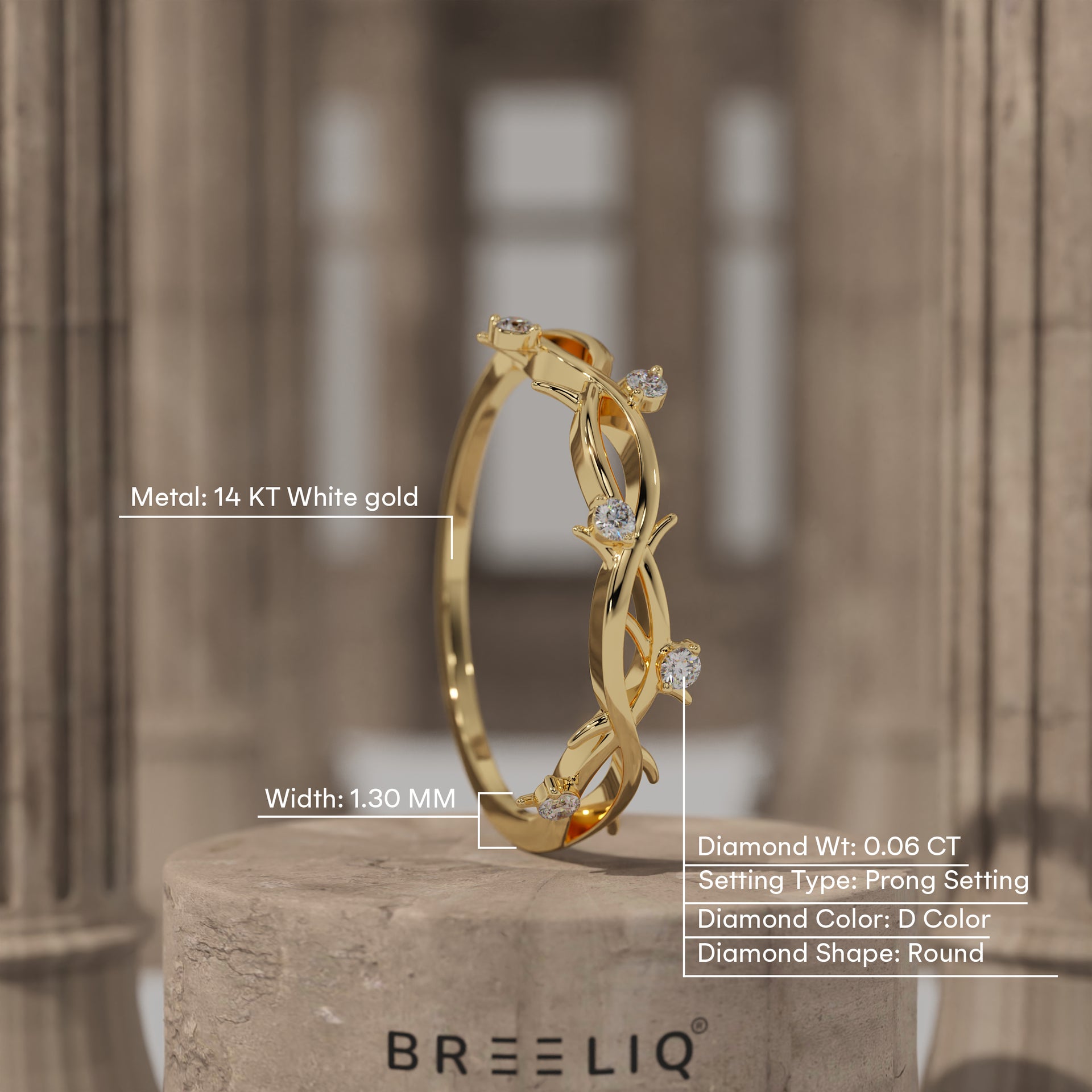 14k Gold Nature Inspired Diamond Ring