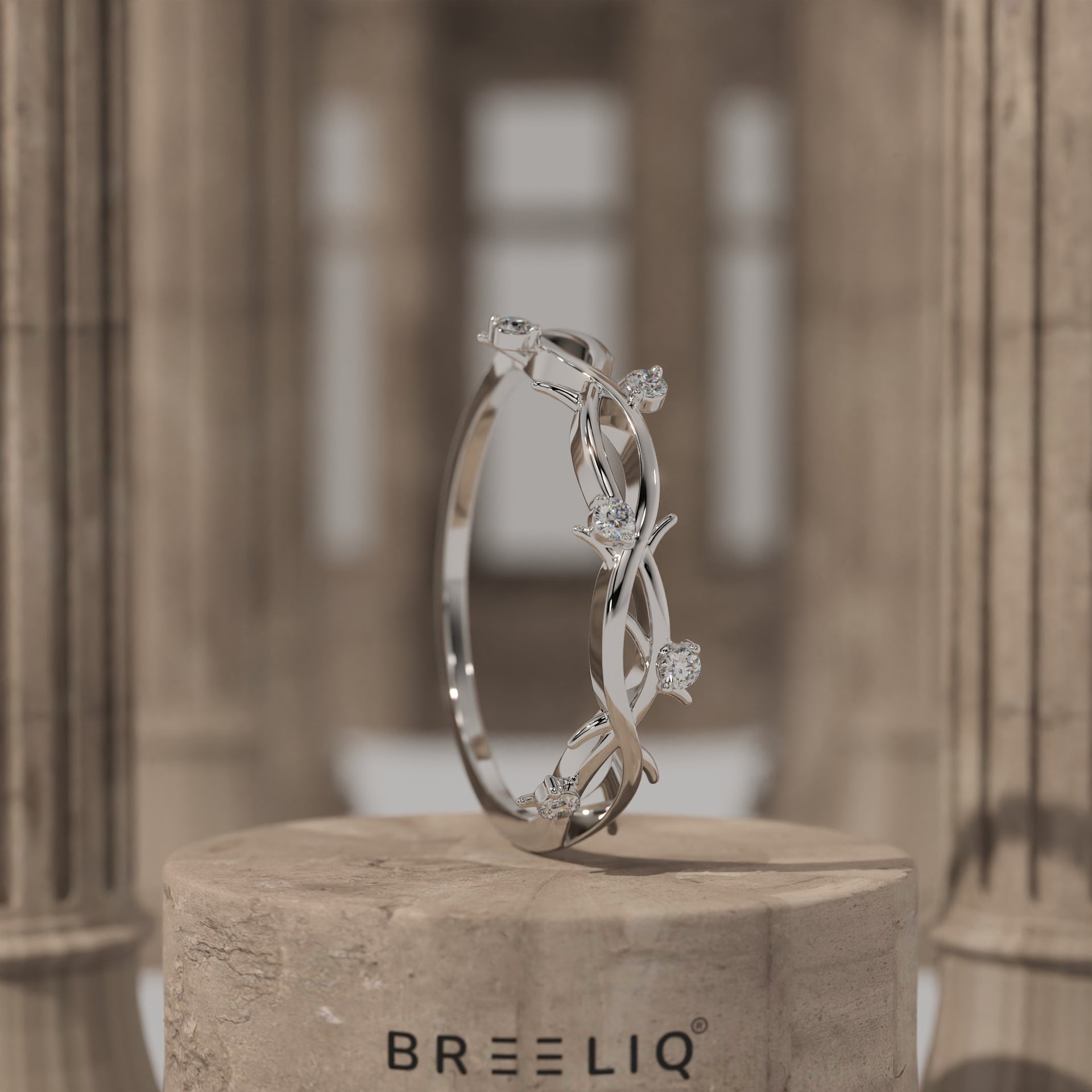 14k Gold Nature Inspired Diamond Ring