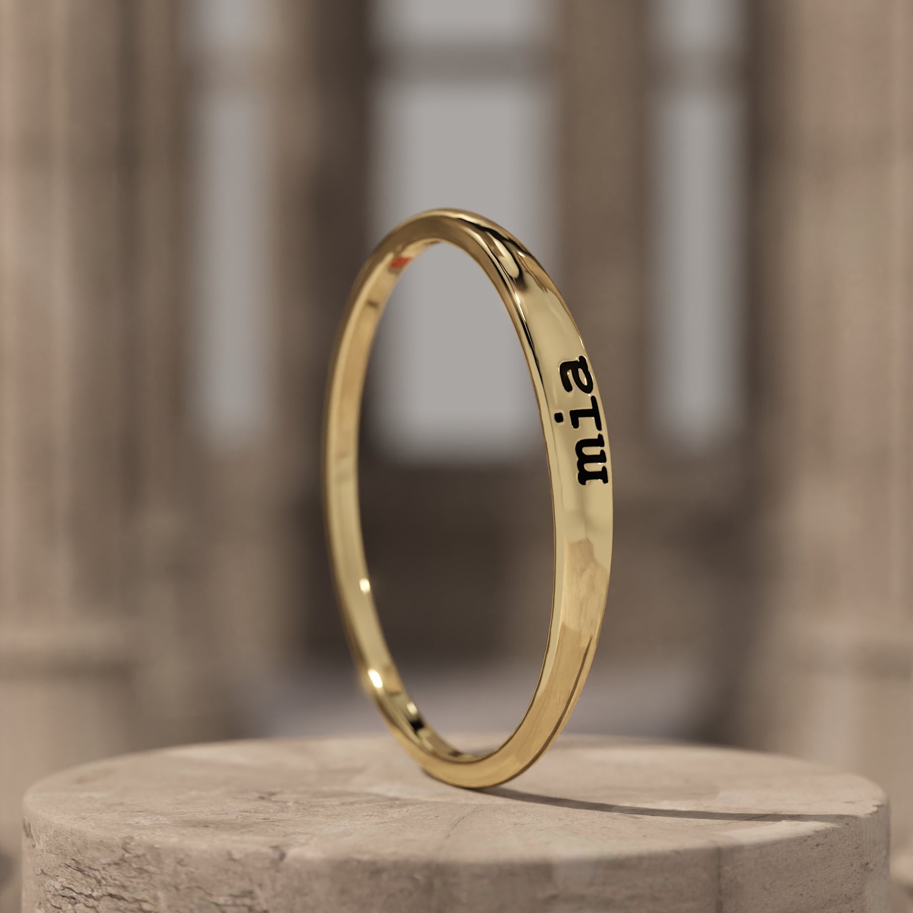 14K Solid Gold Personalized Engraved Ring