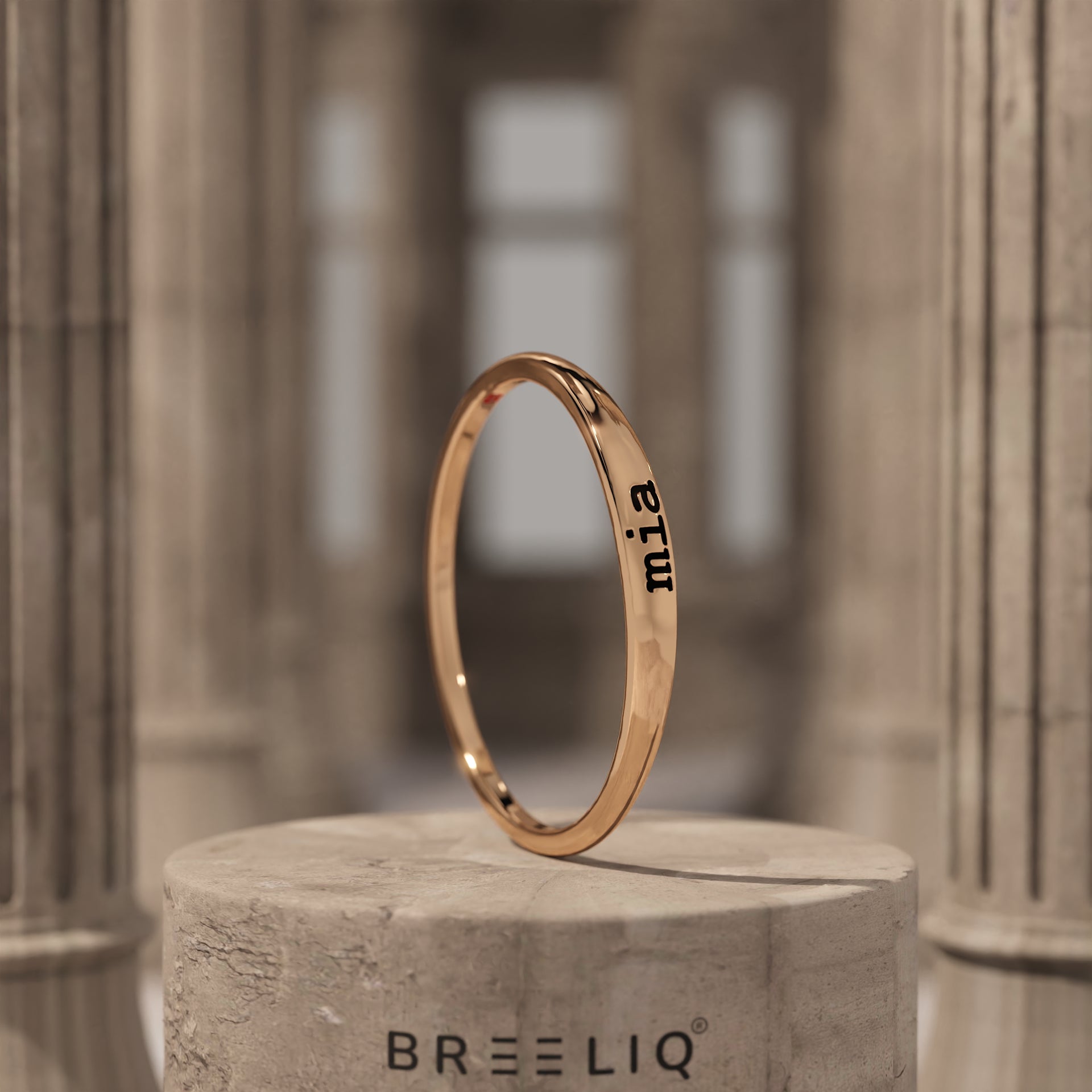 14K Solid Gold Personalized Engraved Ring