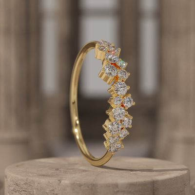 Cluster Ring with Lab Diamonds