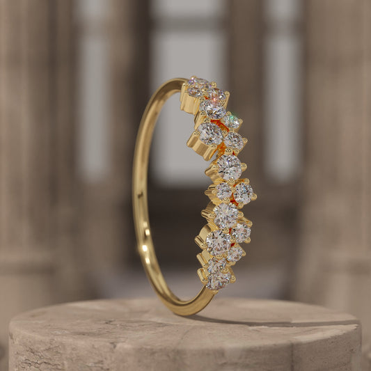 Cluster Ring with Lab Diamonds