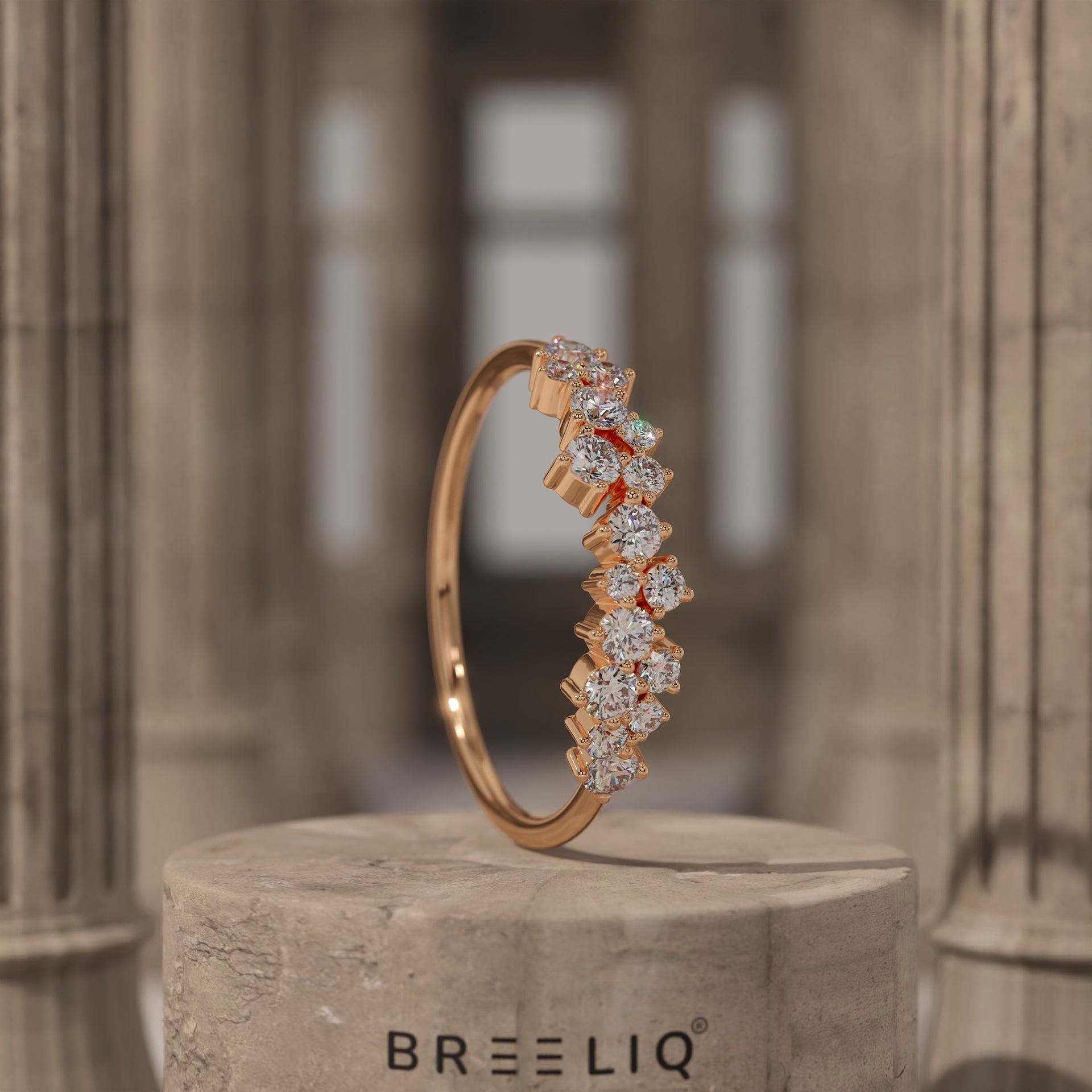 Cluster Ring with Lab Diamonds