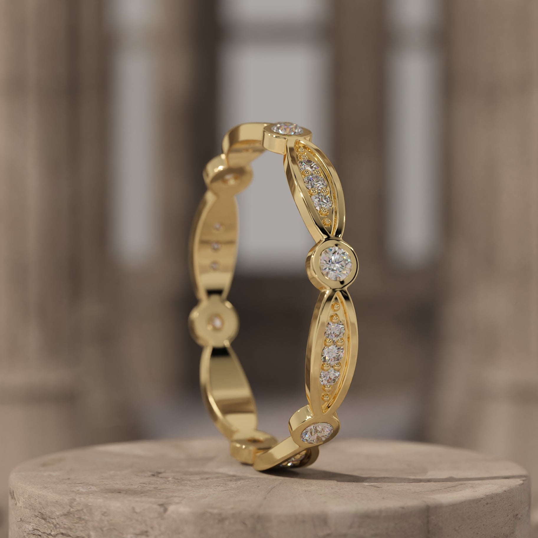 Milgrain Art Deco Stacking Ring