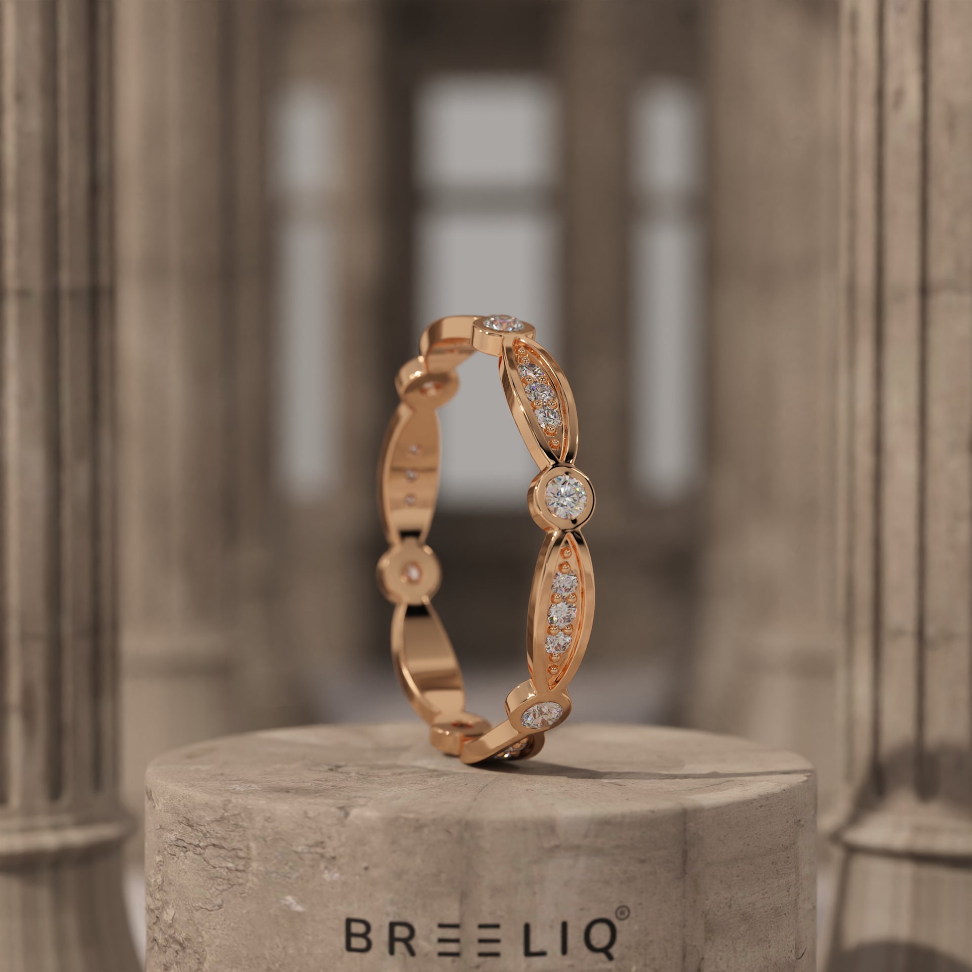 Milgrain Art Deco Stacking Ring