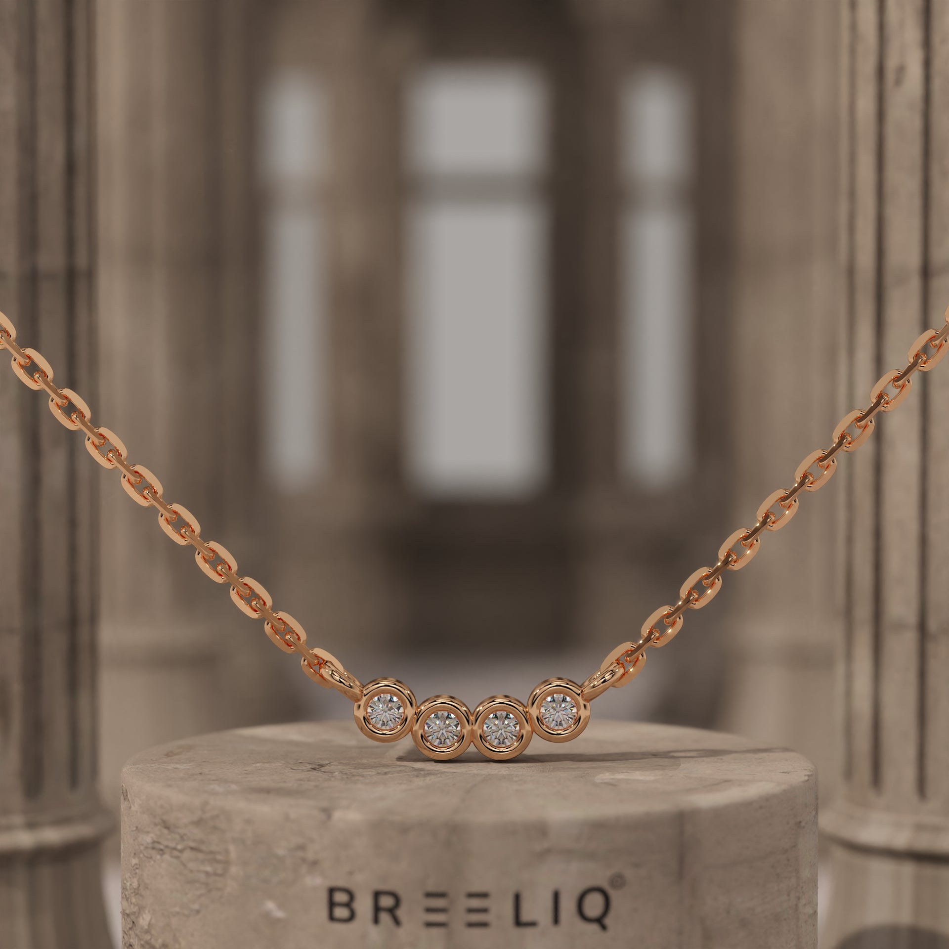 Bezel-Set Diamond Necklace