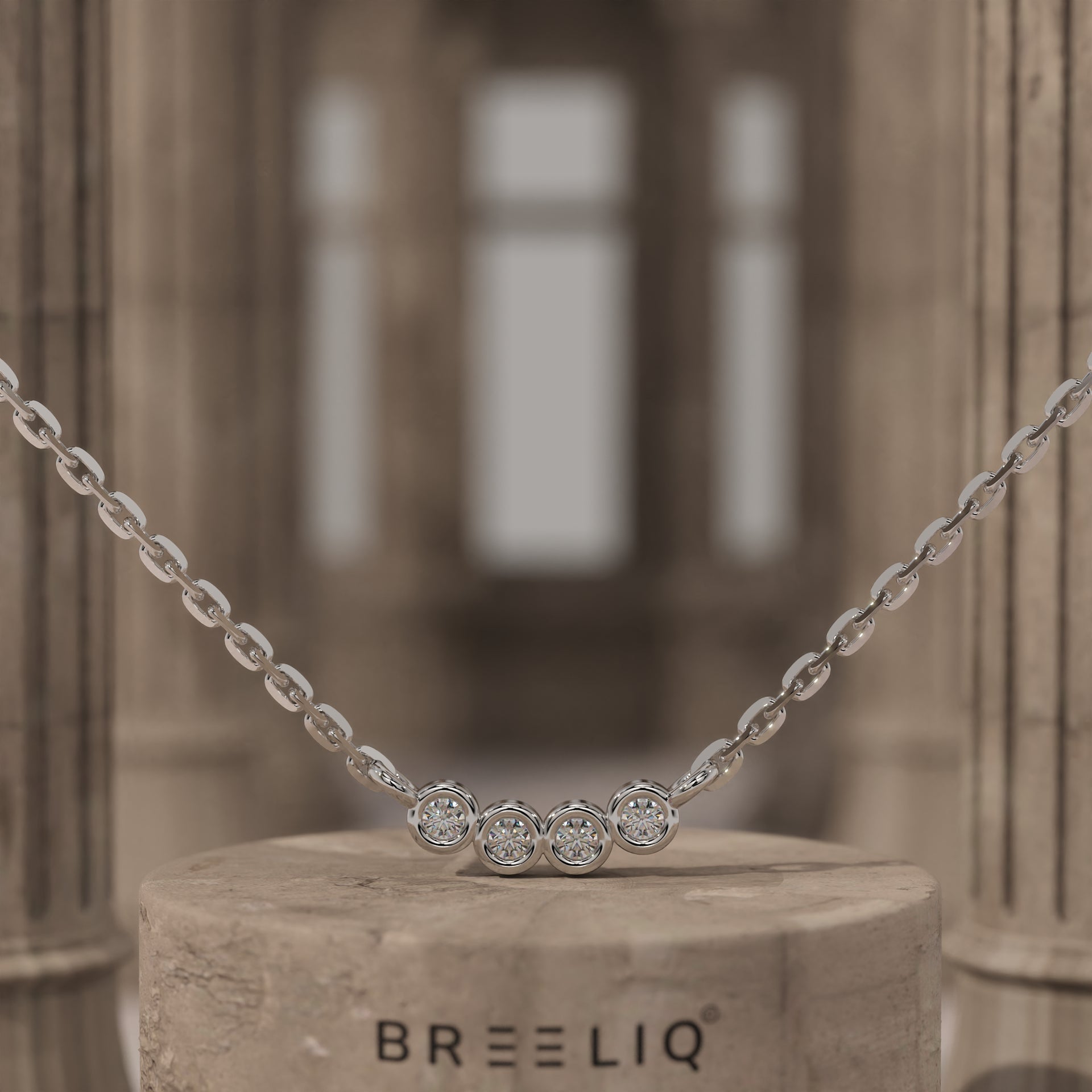 Bezel-Set Diamond Necklace