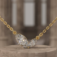 Marquise Two Stone Gold Necklace
