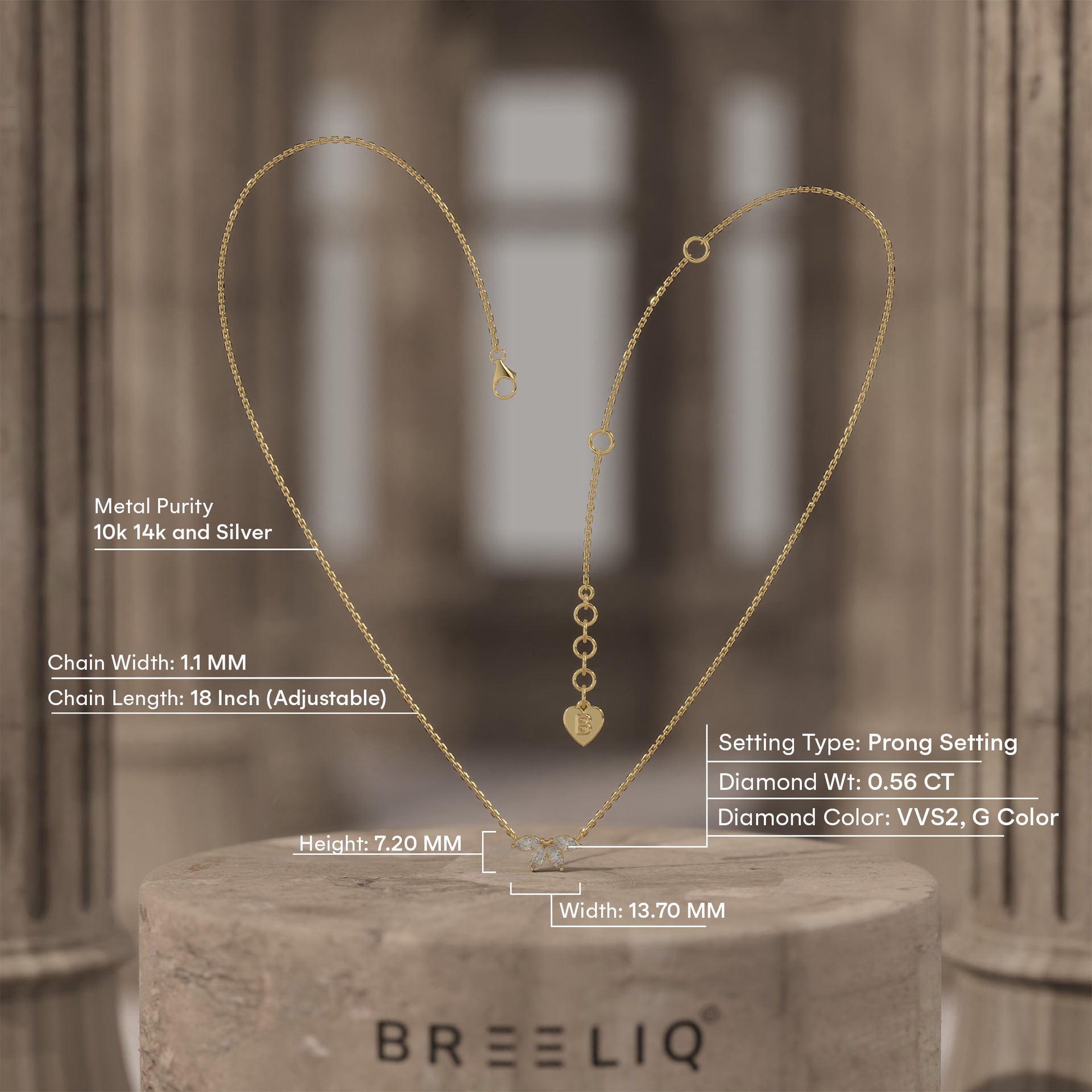 Marquise Flower Petal Diamond Necklace